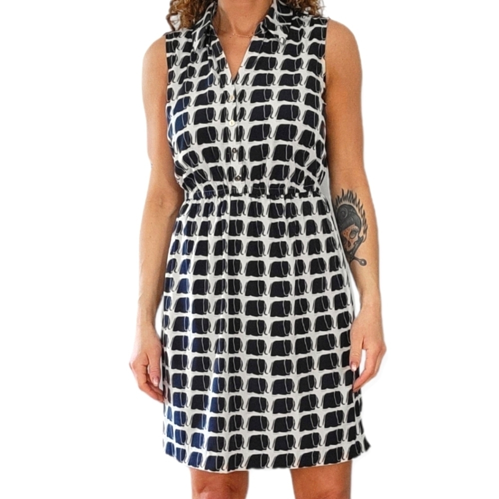 Alfani Checkered Midi Sleeveless Dress Size 4 Black White